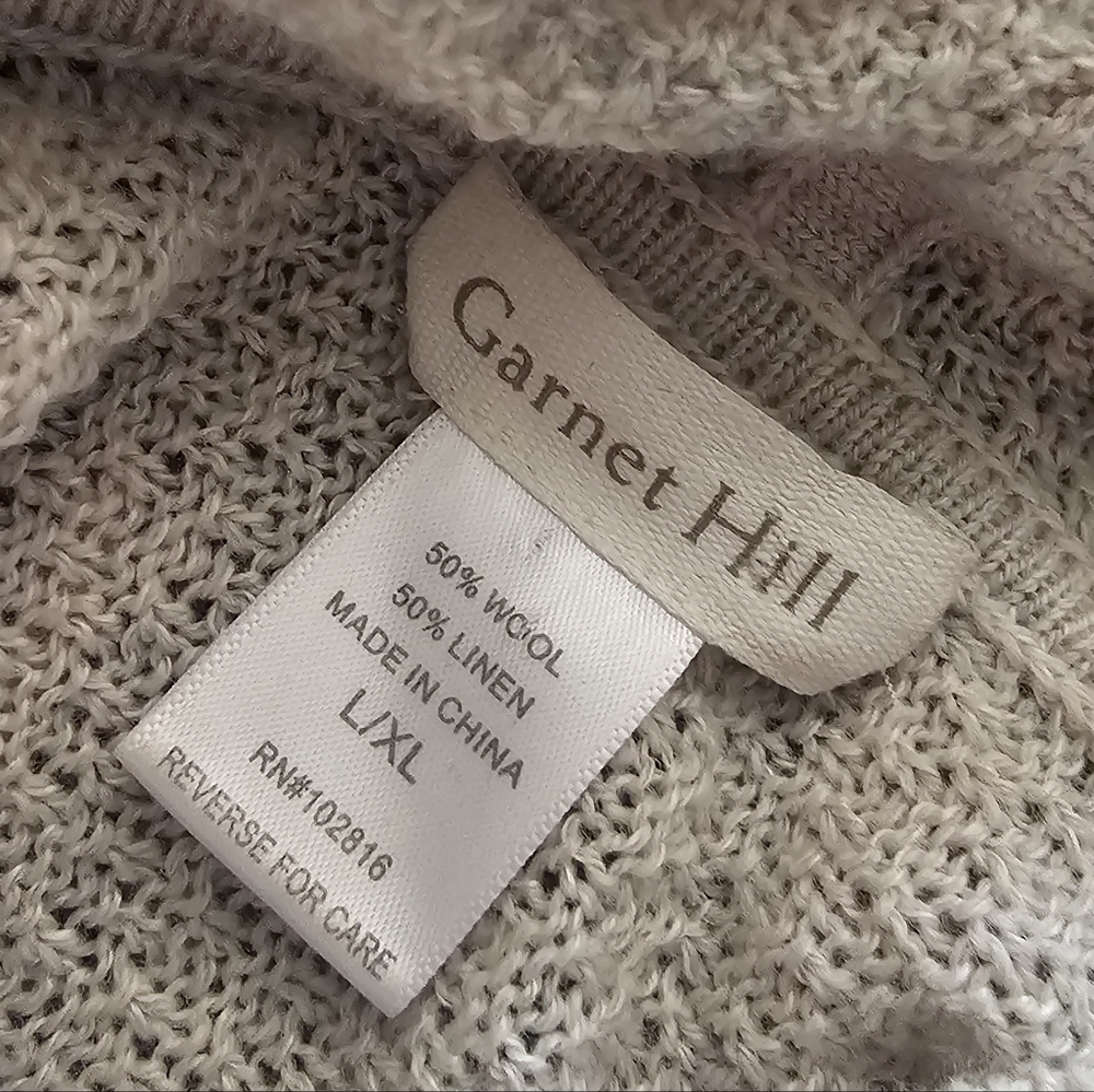 NWOT GARNET HILL Textured Hoodie Poncho in Oatmeal - Large / X-Large - Picture 7 of 7